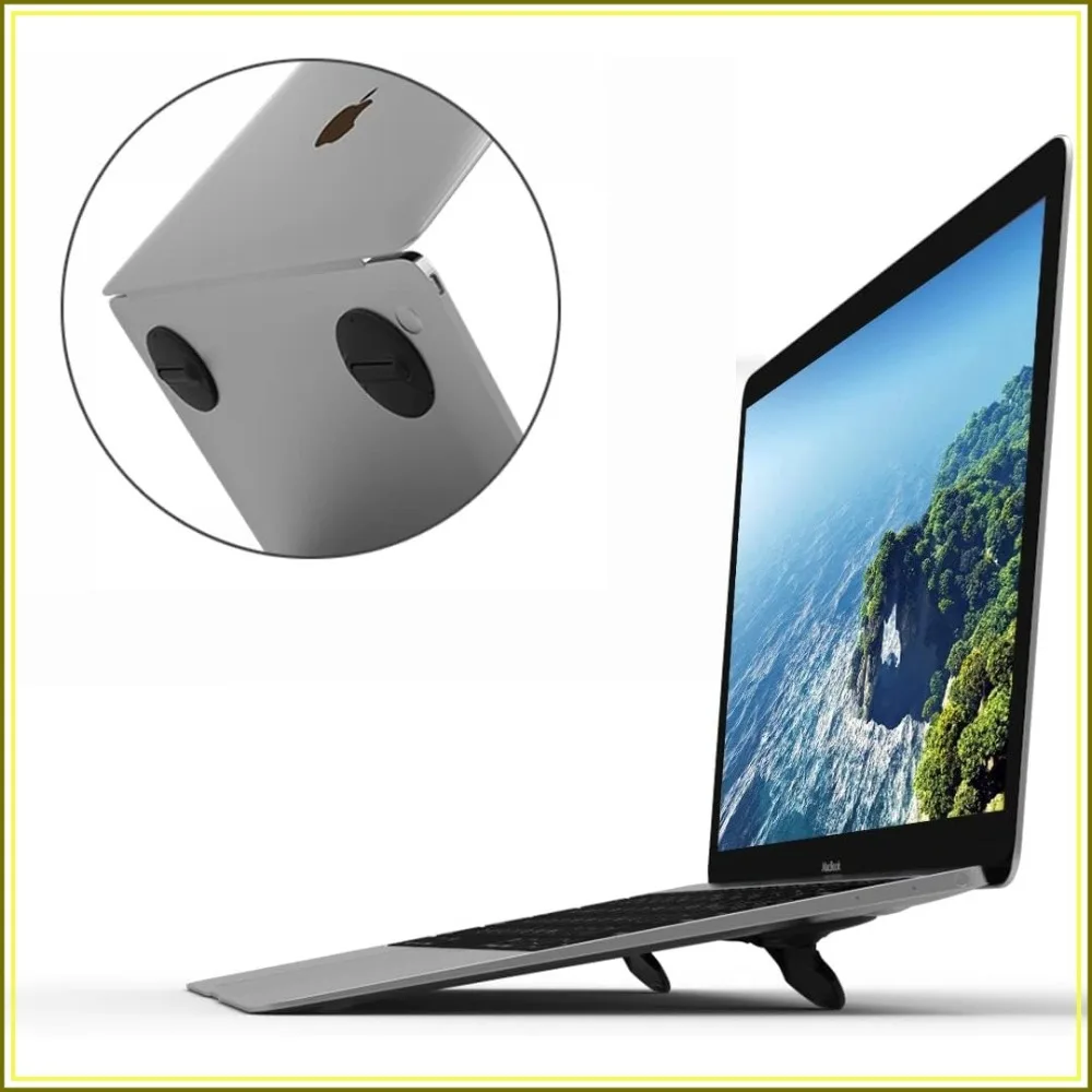 

Portable Invisible Laptop Stand for Desk, Ergonomic Keyboard Riser, 2PCS Self-Adhesive Laptop Feet, Mini Foldable Cooling Pad
