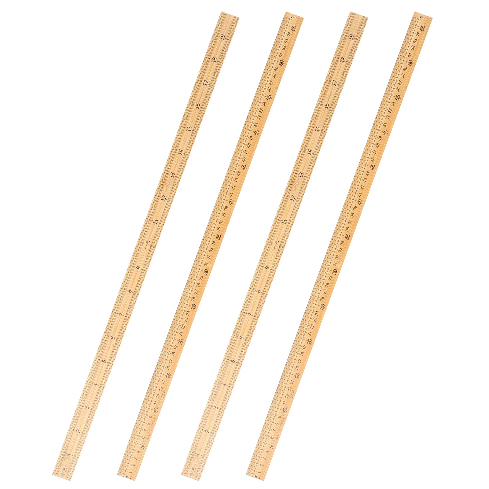 

4Pcs Bamboo Sewing Ruler Dual Scale Measuring Tool Double Sided Straight Ruler for Quilting Patchwork Tailor Drafting Cloth