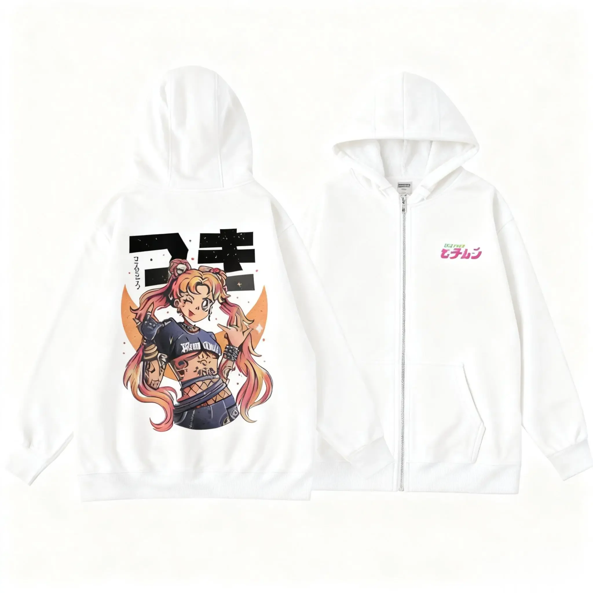 Nieuwe Unisex Sailor Moon Anime Hoodie Mannen Vrouwen Zip Up Jas Grafische Print Streetwear Sweatshirt Oversized Casual Herfst Tops