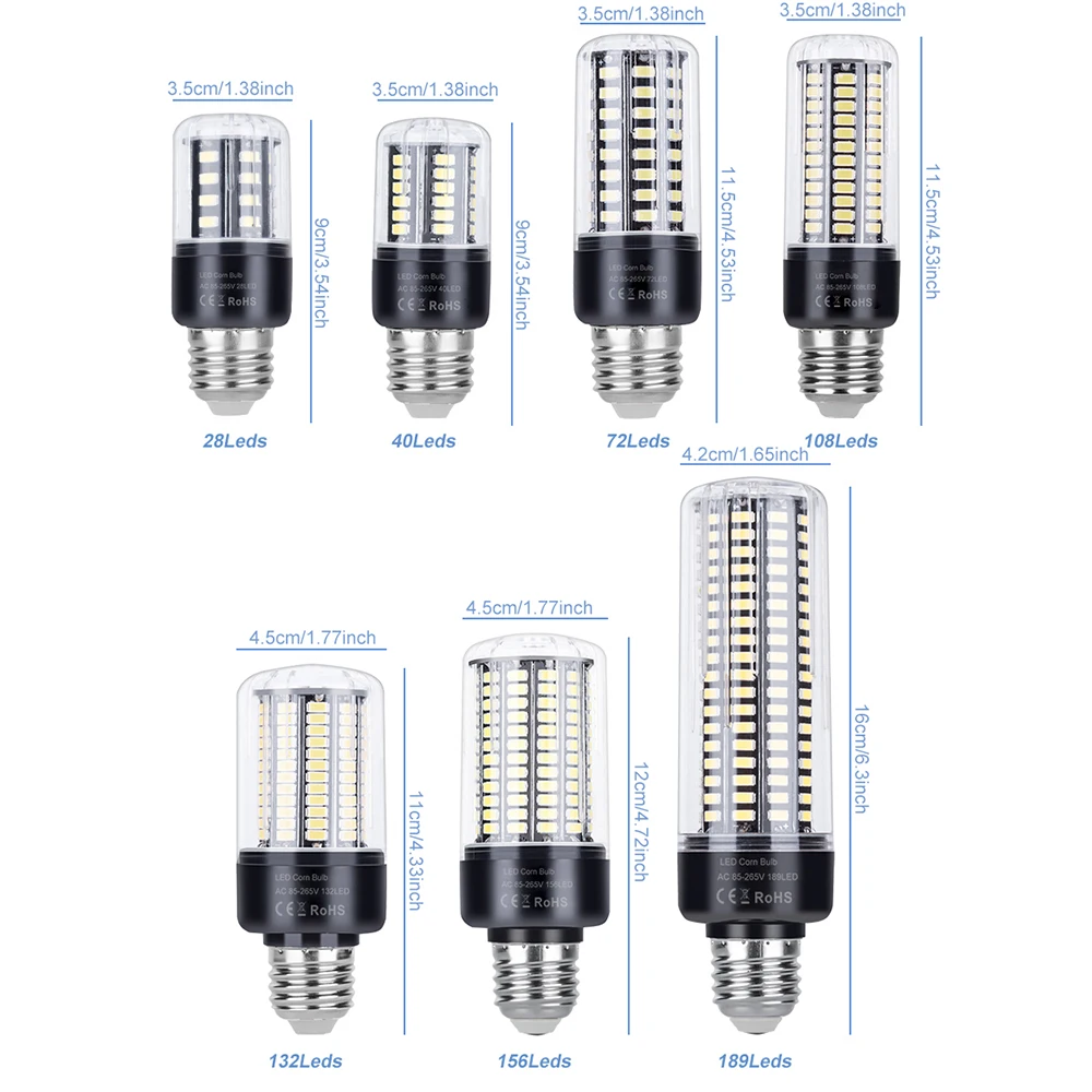30W LED E27/E26 Corn Light Bulb E14 Ceiling Lamp B22 Chandelier AC 85-265V No Flicker Home Balcony Storage Room Cold/Warm White image 5