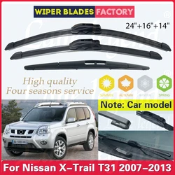 Car Wiper For Nissan X-Trail T31 2007-2013 Front Rear Wiper Blades Soft Rubber Windshield Windscreen Window Rain Brush 24