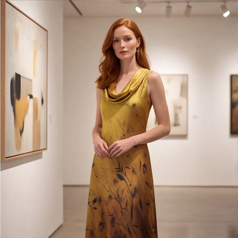 Women Dress 2026 Summer New Gradient Printed Short Sleeve Long Minimalist Outfit Elegant Graceful Perfect for Parties