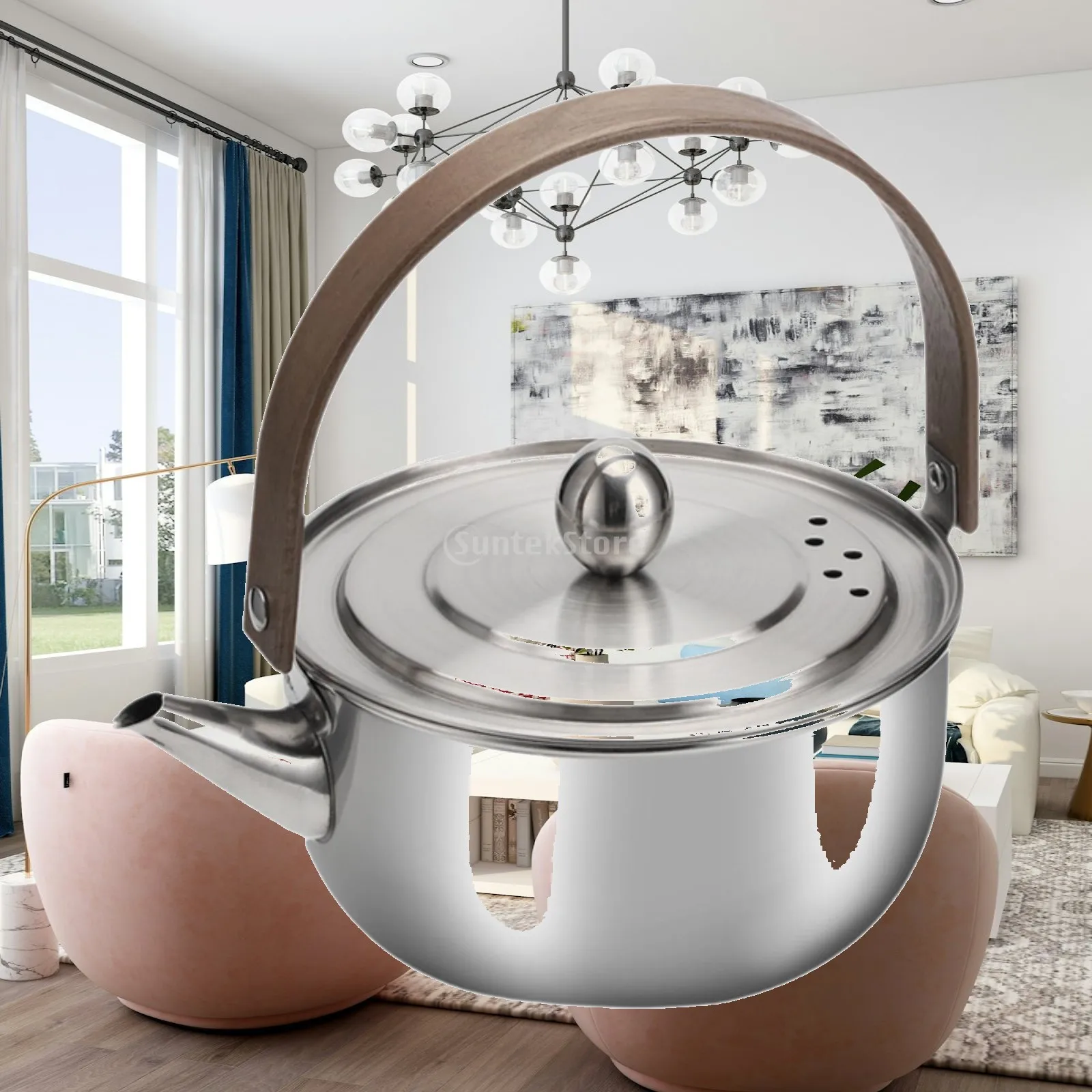 Heat Resistant Outdoor Kettle Stainless Steel Camping Coffee Pot Water Boiler for Fishing Tableware Picnic