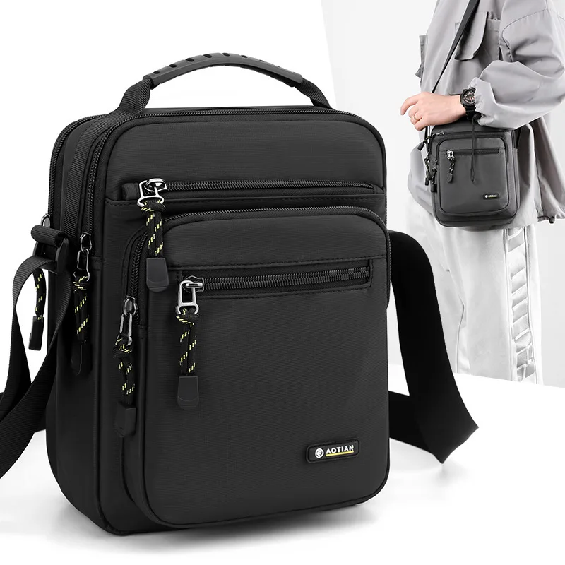 S/M Men Casual Small Handbag Waterproof Nylon Crossbody Bags Men's Business Office Messenger Bag Shoulder Flap Bag