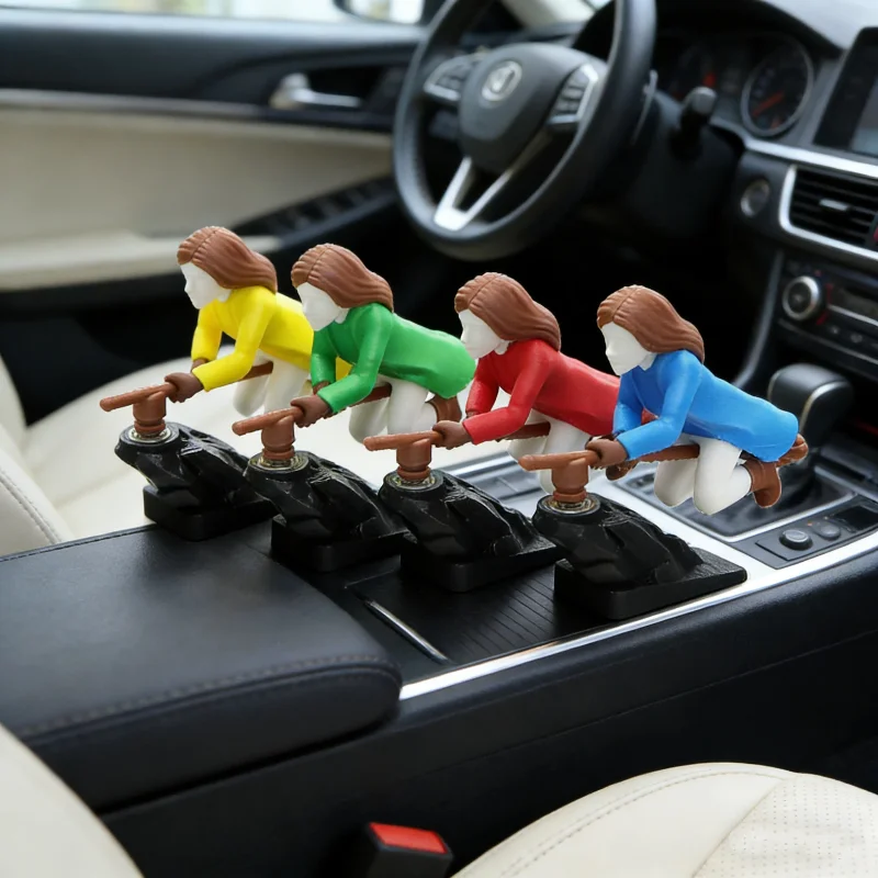 Witch Wizard Car Dashboard Ornaments Broomstick Dashboard Drift Ornament Fun Moving Car Interior Decor DIY Novelty Figurine
