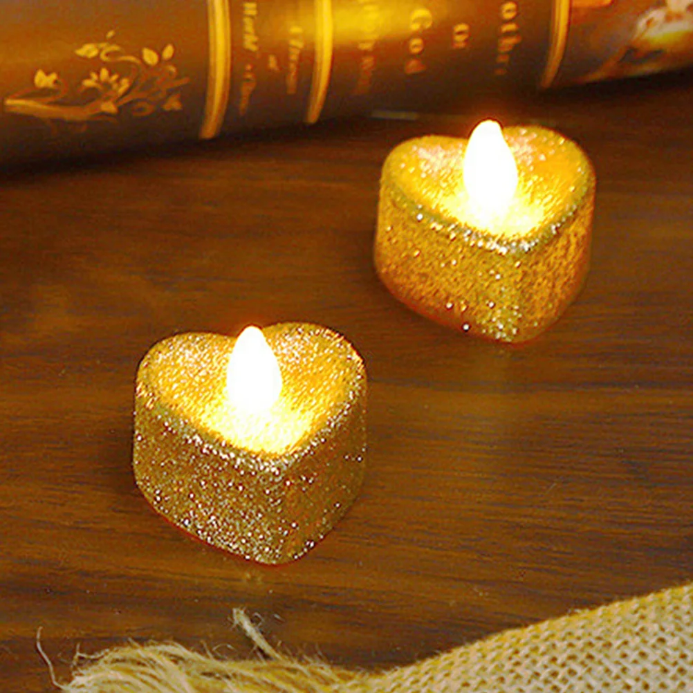 24 luci da tavolo Love Light, mini candele senza fiamma, lampade subacquee in plastica a forma di cuore