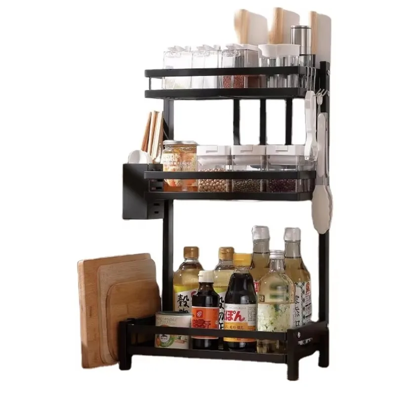 

Multifunctional 3-Tier Stainless Steel Spice Jar Rack Stainless Steel Multilayer Seasoning Storage Holder Home Use Box Design