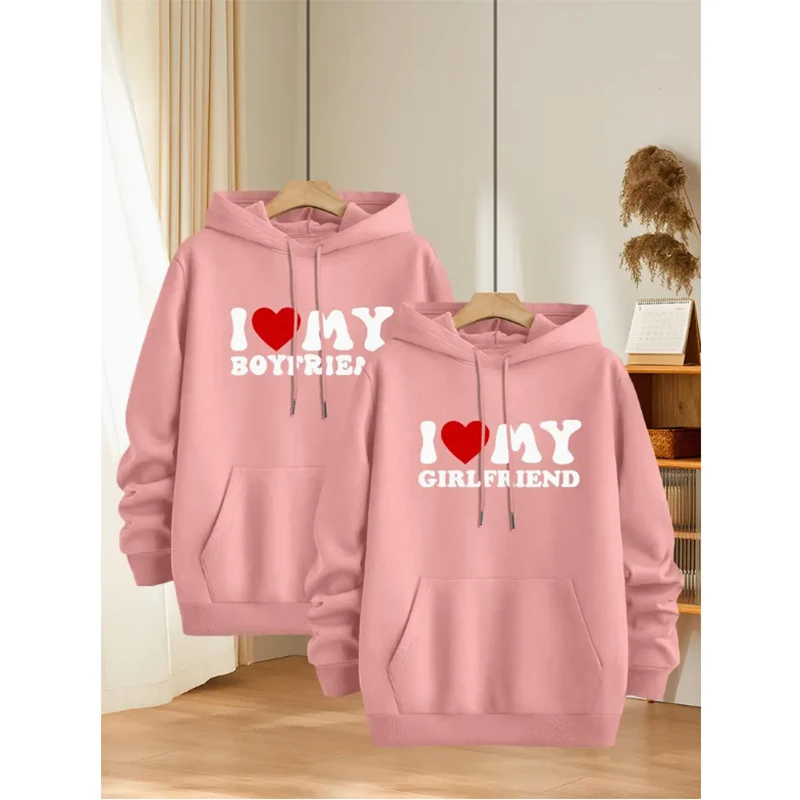 أطقم زوجين بأكمام طويلة للرجال أنا أحب صديقي هوديس Sweatpants يناسب النساء هوديي بلوزات و ركض عاشق مجموعات #5