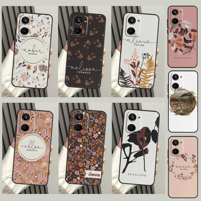 Custom Autumn Leaves Botanical Name Case For Realme 10 8 9 Pro Plus GT Neo 5 2T 3T Master C11 C25 C30 C31 C35 C21Y C25Y Cover