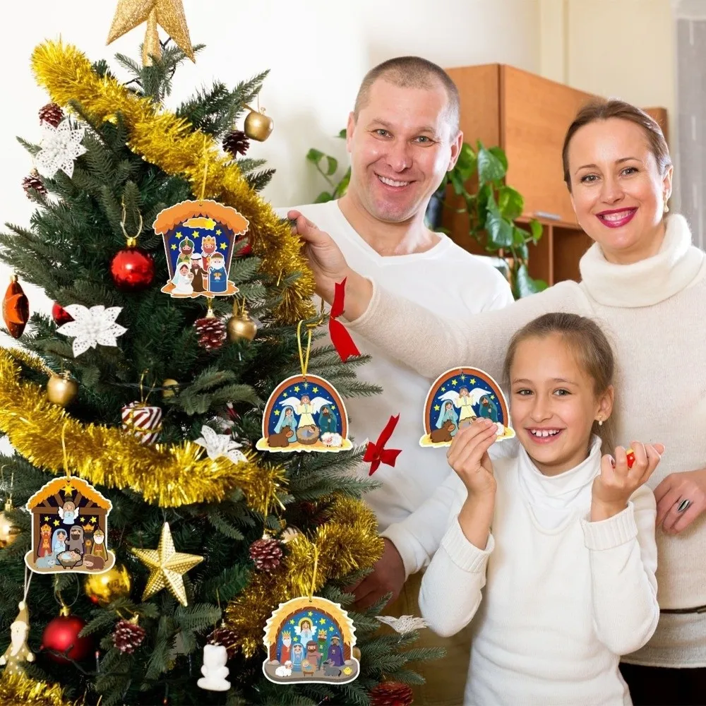 

New Cartoon Christmas Card Stickers Christmas Crafts Gift Tags Christmas Hanging Pendant Party Favors DIY Xmas Ornaments