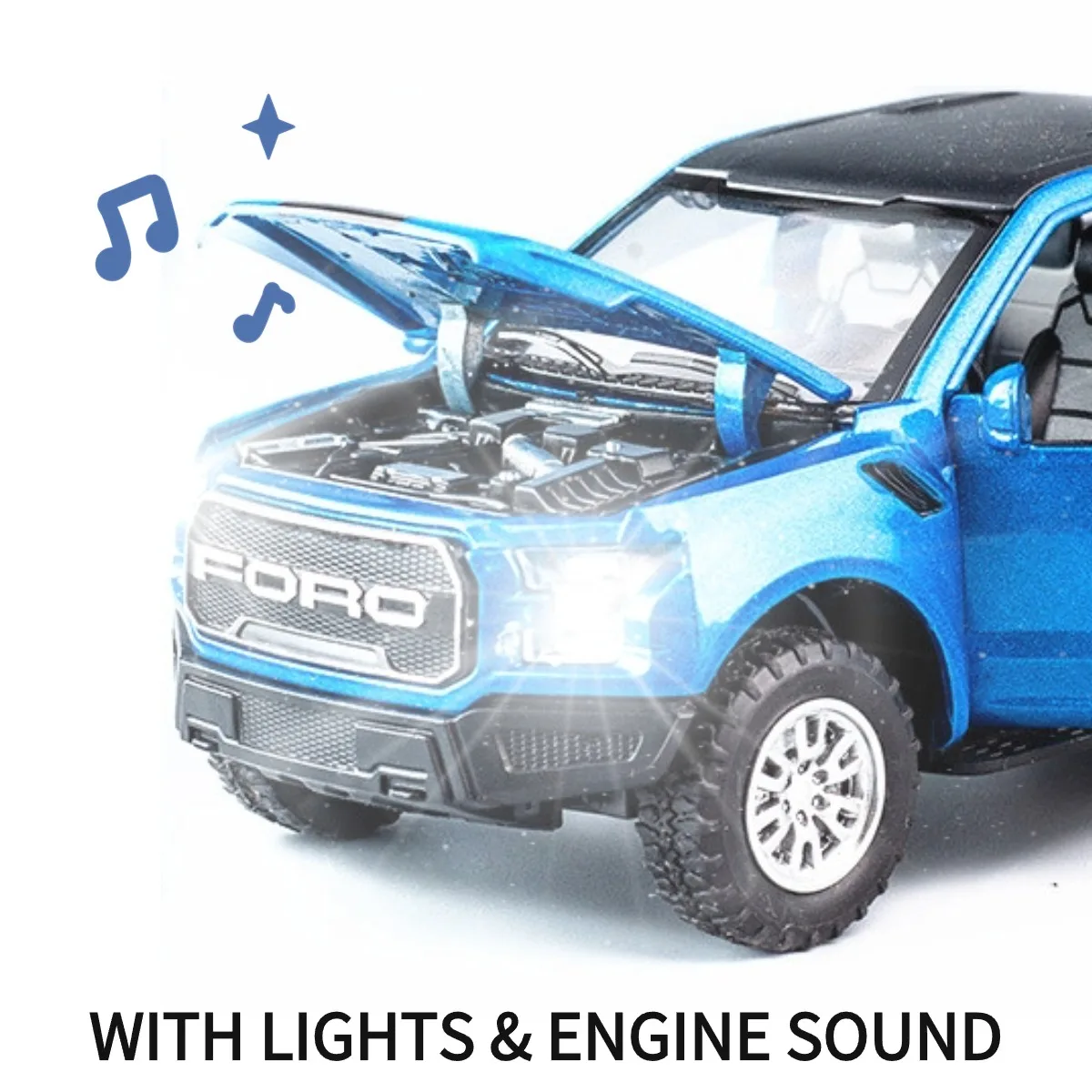 1:32 Ford F150 Pullback Car with Lights Engine Sound, Honda Nissan Diecast Car Model Scale Replica Gift Kid Boy Toy