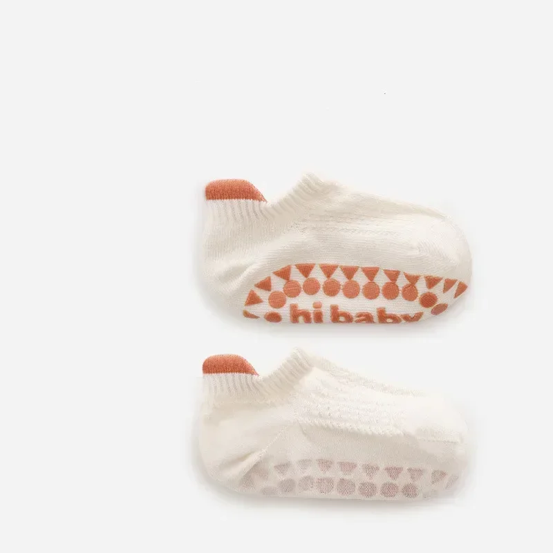 3 pares de calcetines de verano para bebé simplicidad Color sólido silicona antideslizante calcetín de suelo malla transpirable tobillo fino