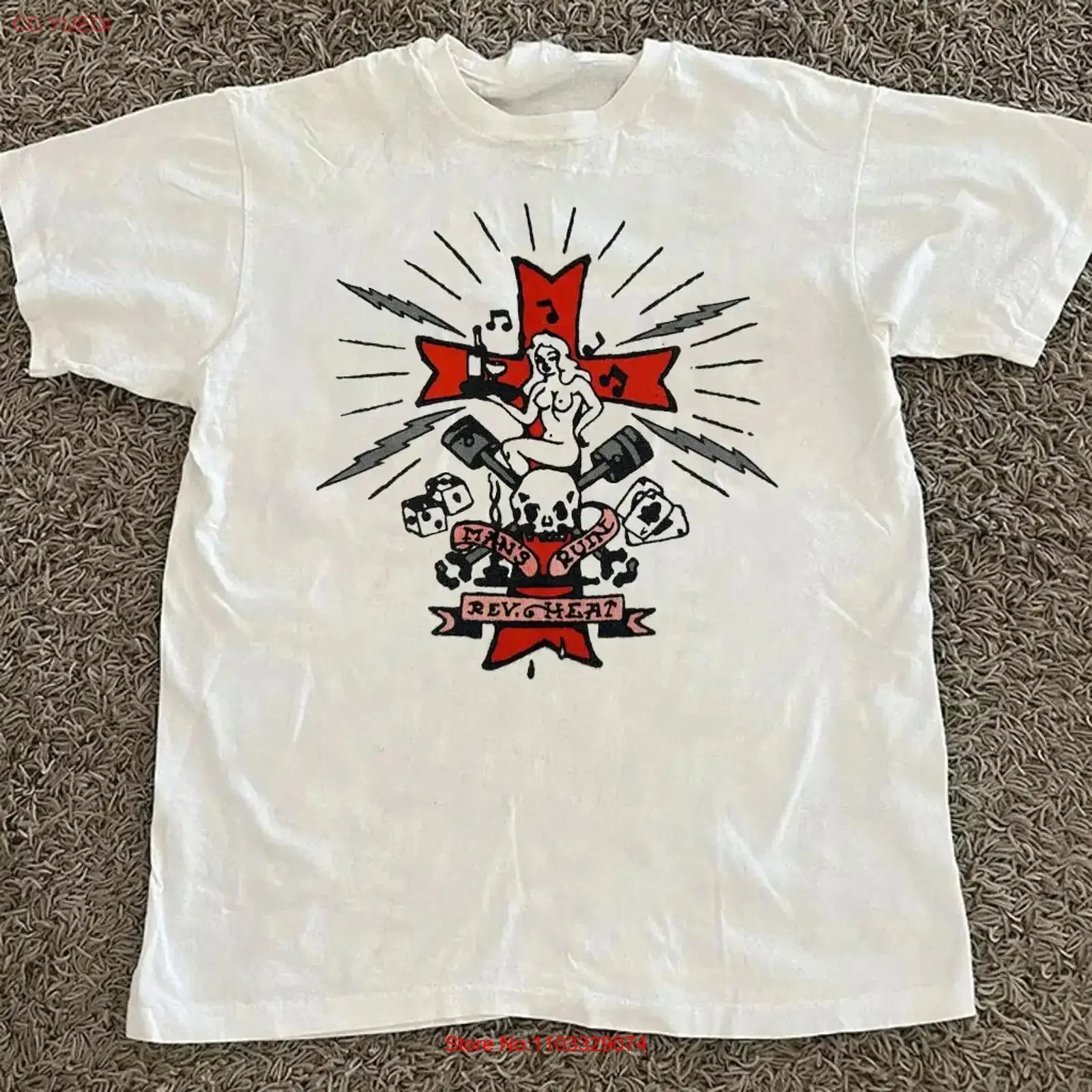 Camiseta Vintage Reverend Horton Heat de Algodón Blanco, Tallas S a 5XL, TR342, Lavada, Ligeramente Elástica y Transpirable