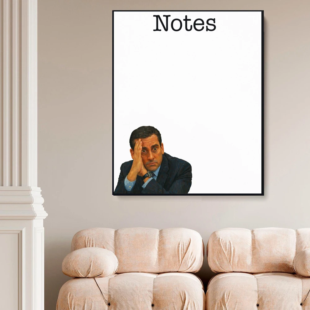 The Office Notepad Canvas Painting Michael Scott Illustration Funny Gift Fan Artwork Dunder Mifflin Print Poster Wall Decor