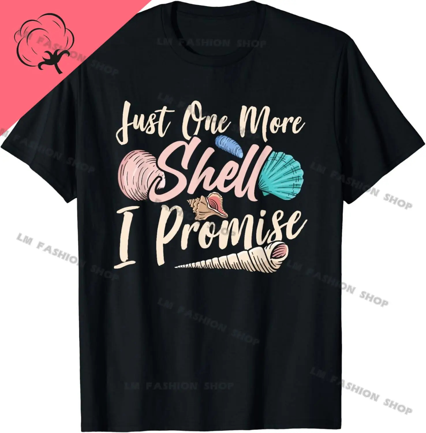 I Promise Collect Seashell Graphic TShirts Men's Clothing Short Sleeve Tops Cotton Tees Women's Printed T-Shirt