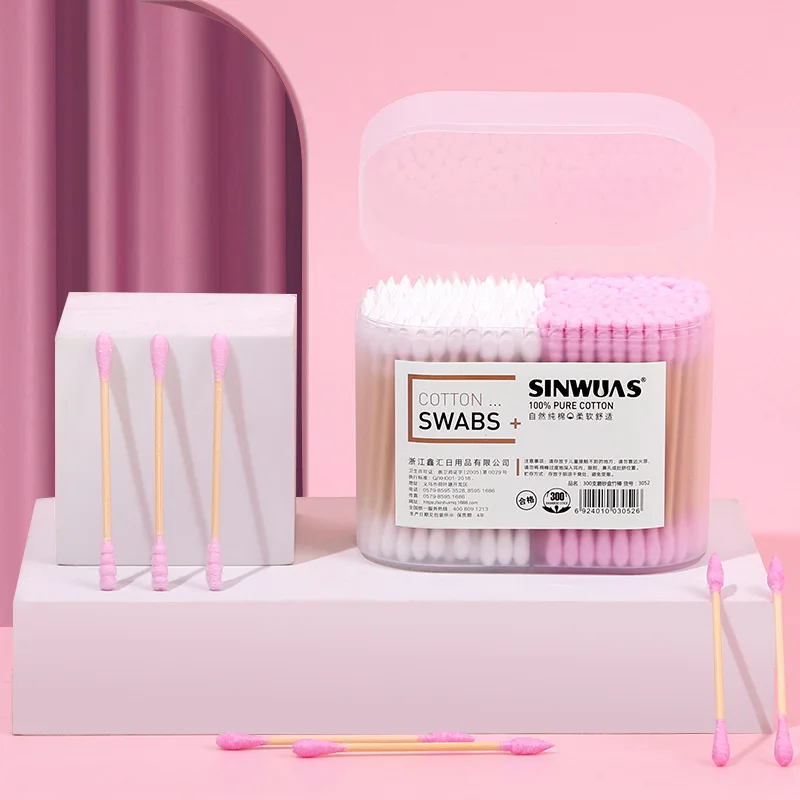 200Pcs Pink Double Head Spiral Cotton Swabs, Ear Picking Cotton Swabs, Makeup Remover Sanitary Swabs For Daily Care & Cleaning