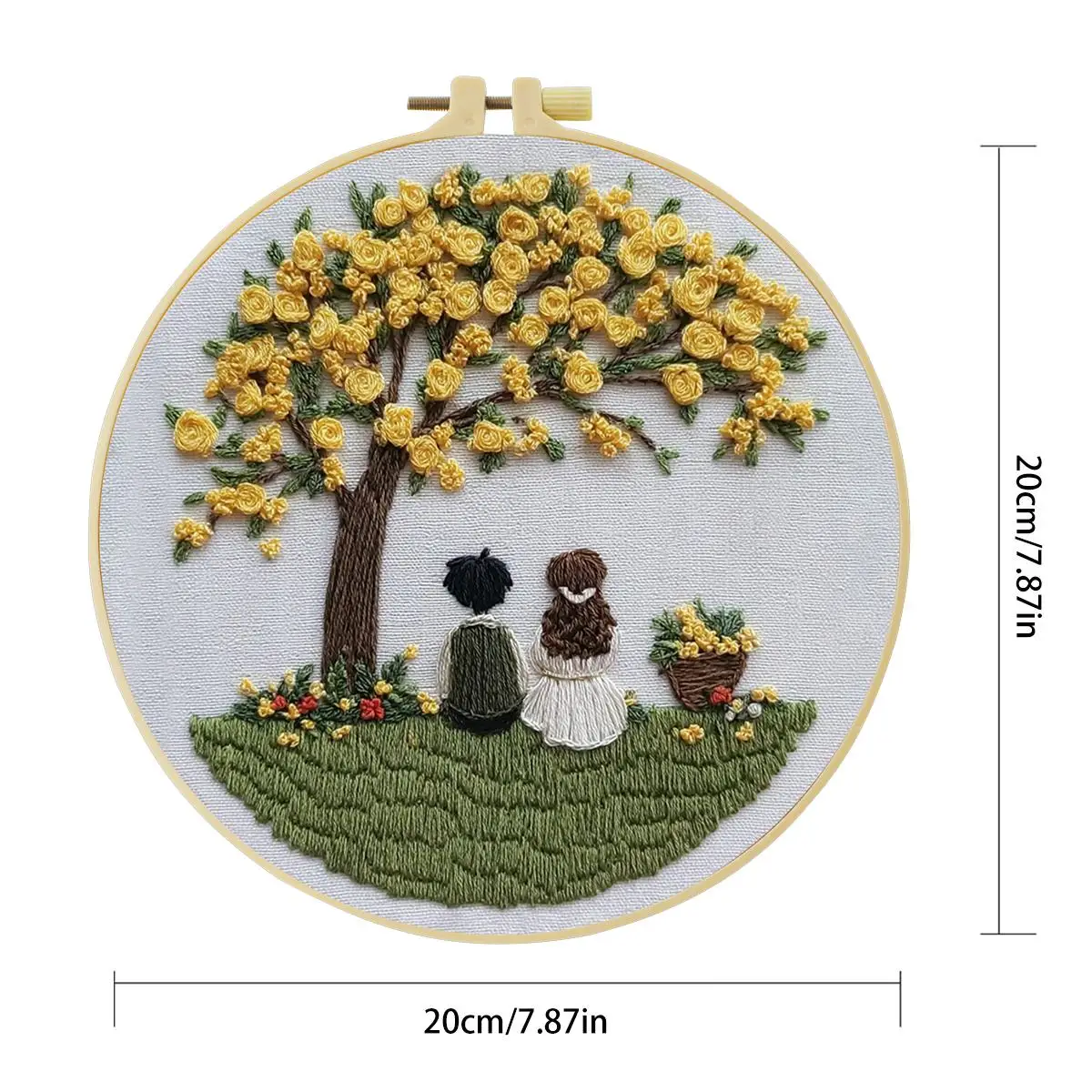 1 Stück 20X20CM/15X15CM 7,87/6,3 Zoll Baum-Stickerei-Starter-Kit DIY-Kit DIY-Stickerei-Set Handarbeiten Heimdekorations-Set für Anfänger – Detail 3