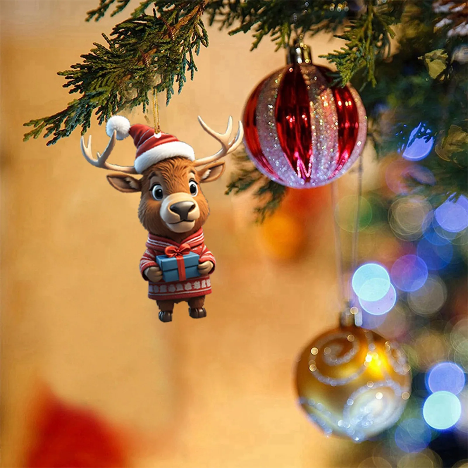 Cute Cartoon Elk Christmas Hanging Oranments Merry Christmas Decor for Home Navidad Natal Xmas Tree Pendants Gift Party Supplies