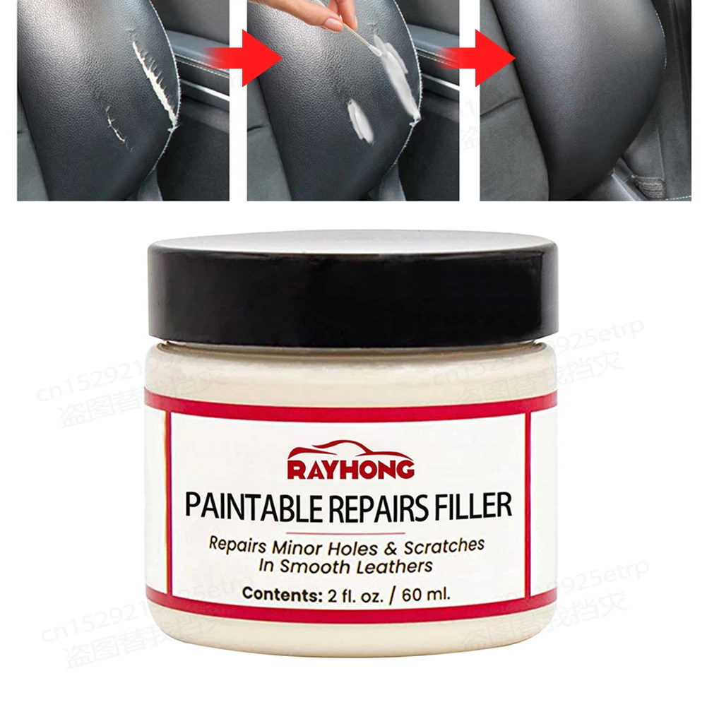 Leather Filler for Filling or Repairing Holes, Tears, Cracks, Scratches, for Leather Car Seats, Furniture, Shoes- Flexible - 2oz