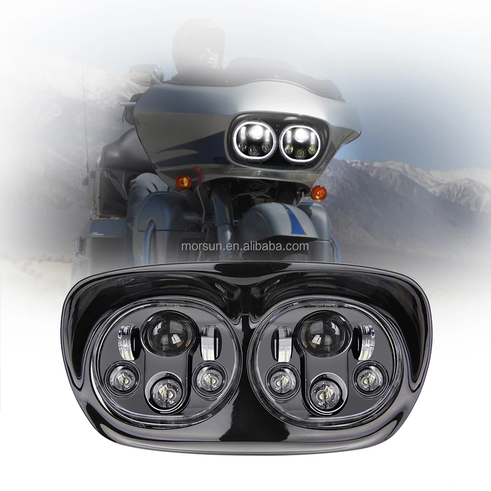 

STLF 2013 Road Glide Double Led Headlight 5.75 Inch Projector Double Headlamp Dual Headlight for harley Road Glide 2012 with DRL