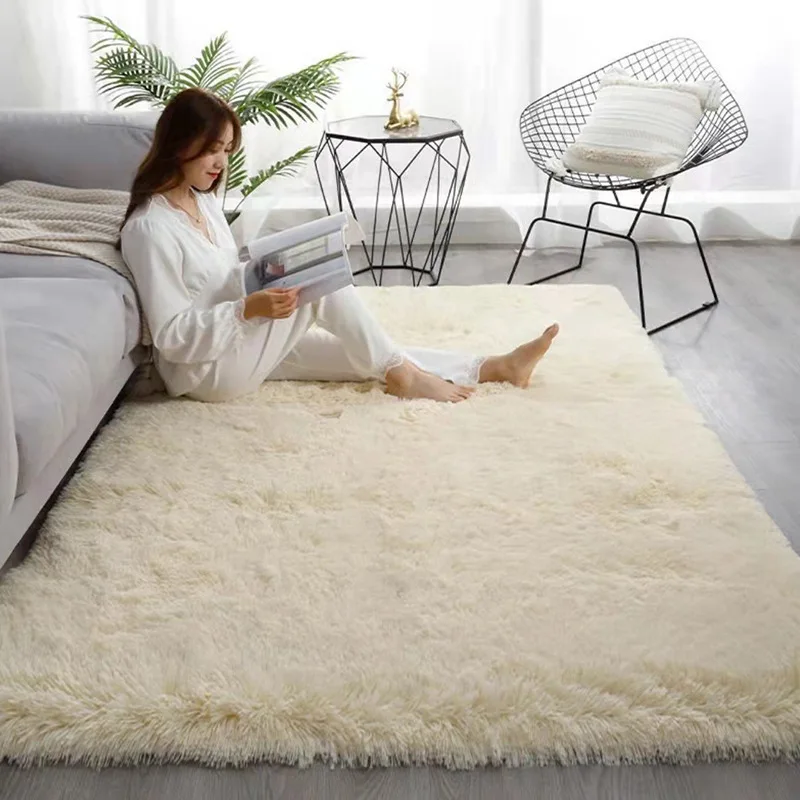 Simple solid color silk wool living room long hair dirt-resistant non-slip sofa bedroom full of cool bedside blankets