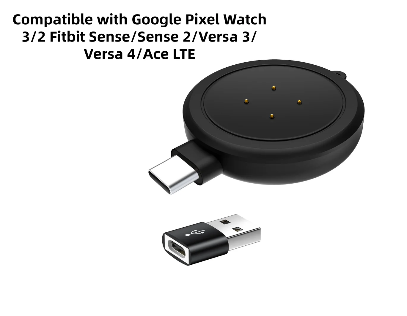 Base de carregamento para Google Pixel Watch 3/2, adaptador de substituição para chaveiro compatível com Fitbit Sense 1/2, Versa 3/4 Smartwatch