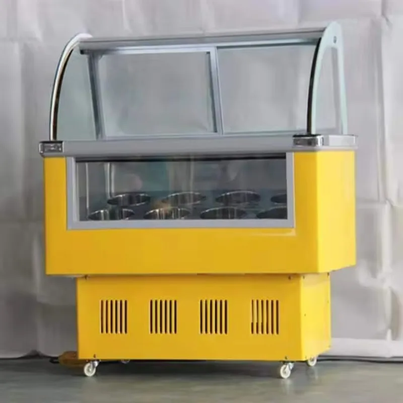 Eiscreme-Vitrine/Eiscreme-Display-Maschine mit wettbewerbsfähigem Preis, 6 Fässer und 10 Tanks