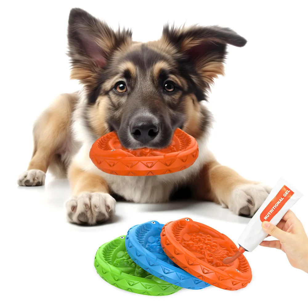 

High quality dog interactive disc toy Flying Discs rubber bite-resistant teething training pets round and lightweight