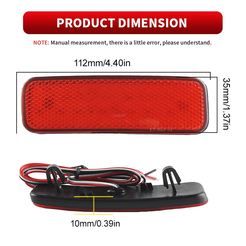 2pcs Black/Red Lens LED Rear Bumper Reflector Brake Light For Ford Transit Van Custom Connect BK21515C0AA BK21 515B0 AA 1778457