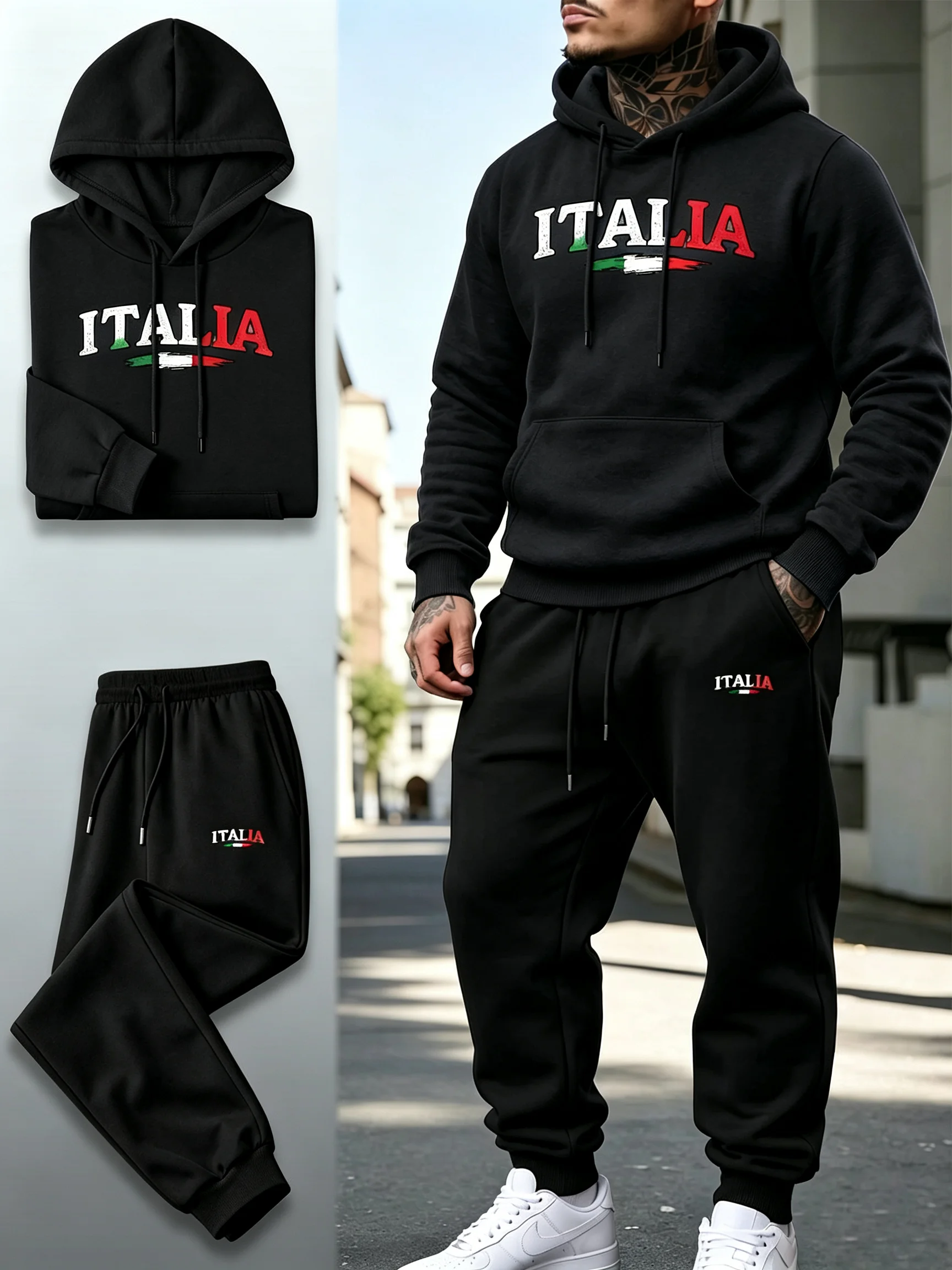 Running Pant Jogger - Setelan Olahraga Pria 2-Potong Baru, Hoodie