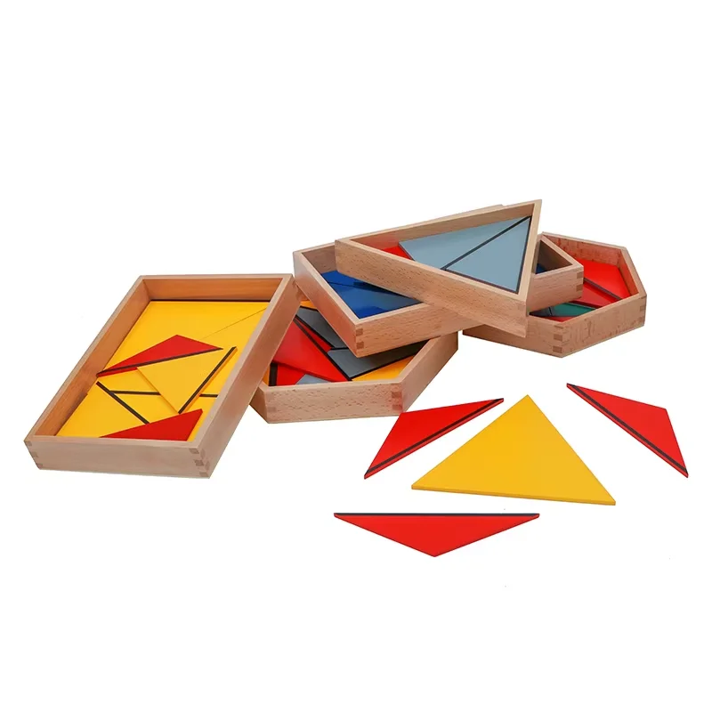 مجموعة مثلثات بناء ADENA Montessori مع 5 صناديق تخزين، مجموعة مكعبات بناء تعليمية للأطفال