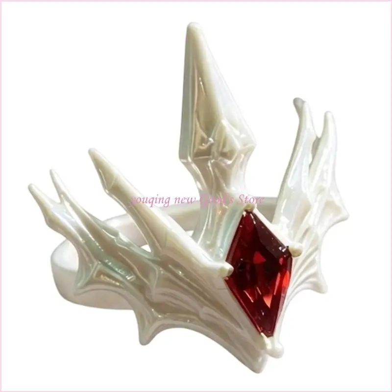 57QA Irregular Design Ring with Pointed Detail, Statement Alloy Fashion Jewelry and 0.67 In Inner Diameter for Everyday Looks
