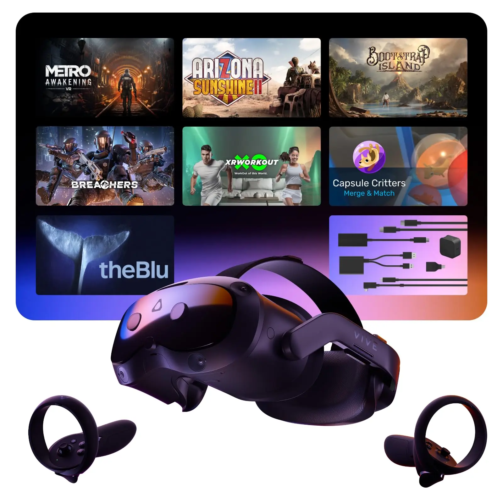 HTC Vive Focus Vision — Mixed Reality and PC VR Headset + Controllers — DisplayPort mode compatible