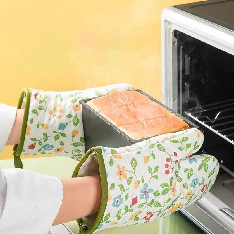 Versatile Printing Microwave Glove Heat Resistant Non-slip Oven Mitt Insulated Washable Baking Glove