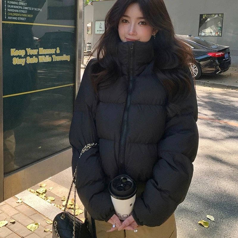 Winter Warm New Parkas Women Y2K Fashion Streetwear Loose Thick Crop Down Cotton Jacket Korean Chic Female Brown Female Coats