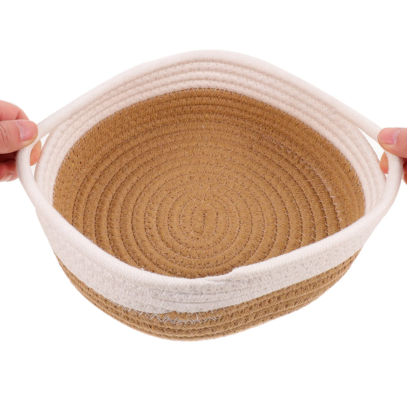 Cesta de Almacenamiento Tejida con Cuerda de Algodón, Organizador Decorativo Pequeño para Escritorio, Llaves, Maquillaje, Artículos Diversos, Cesta de Regalo para el Hogar