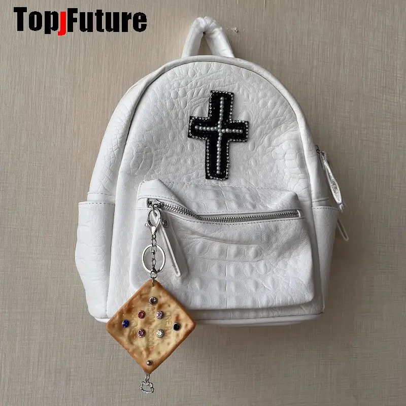 Food Egg Bread Toast Cookie Gothic Y2K Girl Vintage Harajuku Women Subculture Punk Wasteland Personality Bag Pendant Key Chain - view 6