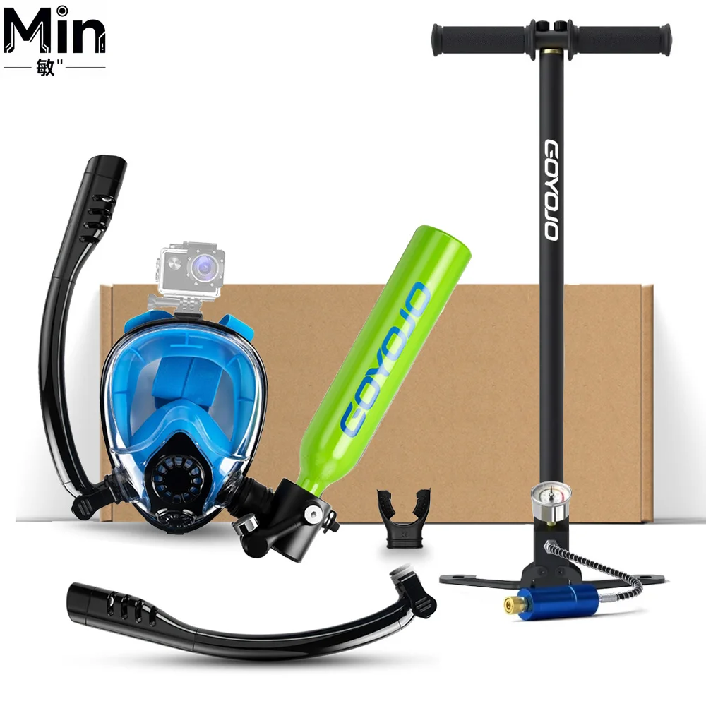 0.5L Mini Scuba Tank with Snorkeling Mask Portable Underwater Breathing Cylinder 5M Depth 10Mins Diving