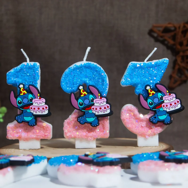 Prince Stitch Digitale Kerzen Neues Ultra-Glitzerndes Design Geburtstagstorten-Dekorationen mit Festlichen Kerzen