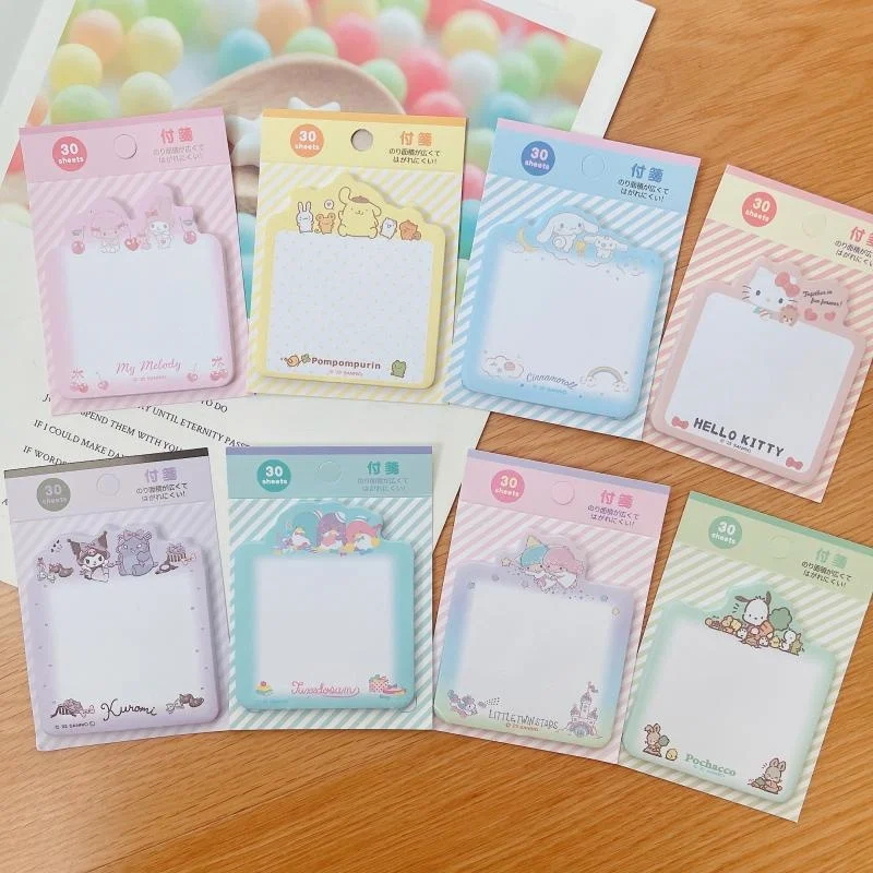 40pcs-lot-sanrio-kitty-melody-cinnamoroll-memo-pad-cute-pochacco-stationery-label-notepad-planner-sticker-post-school-supplies