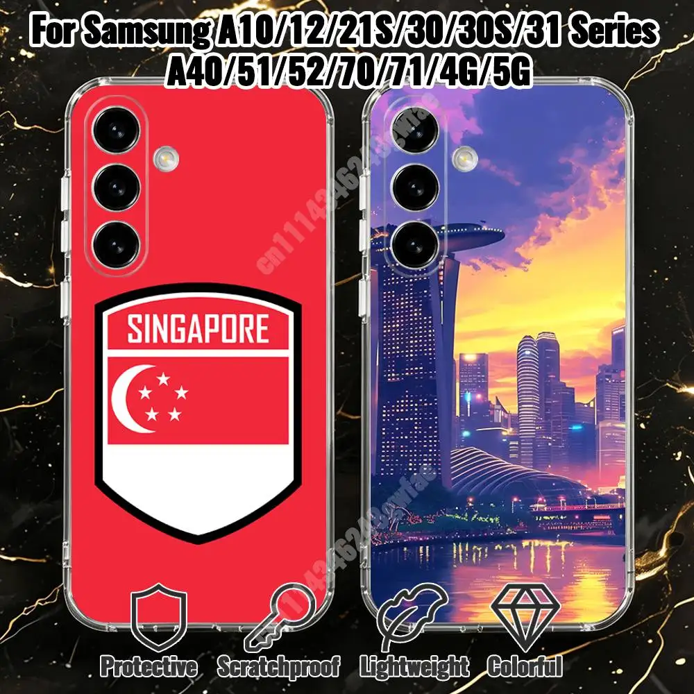 Singapore Flag Cultural Symbol Phone Case for Samsung Galaxy A10 A12 A21S 30S A30 31 51 52 70 71 Transparent Bumper