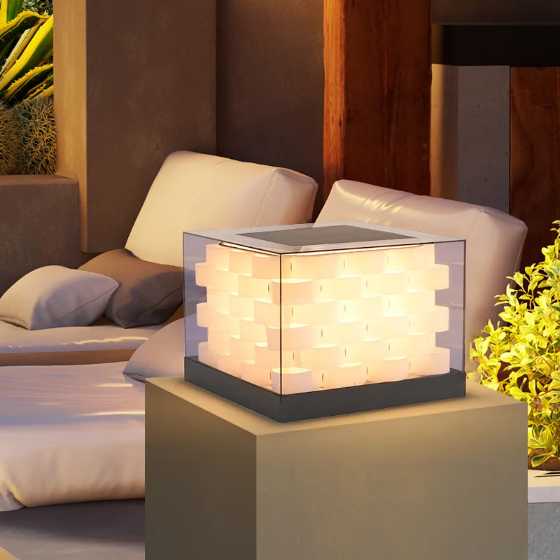 New solar stigma lamp, courtyard villa pillar lamp, outdoor waterproof door lamp, outdoor power connection wall lamp