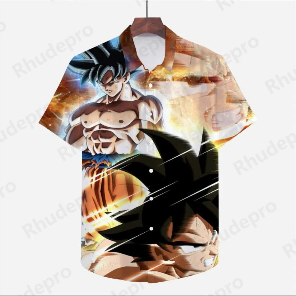 5XL Men's Shirt Dragon Ball Z Vegeta Clothes Beach Style Oversized Streetwear Super Saiya Cute High Quality Anime Goku Cool 2024