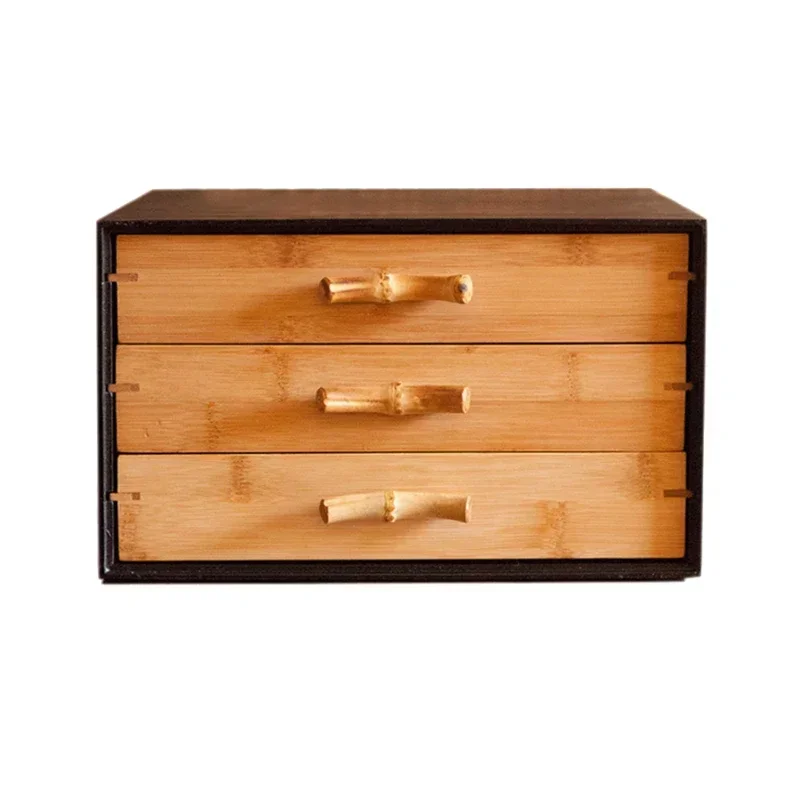 apply  bamboo joint tea cake storage box, multi-layer drawer, desktop storage box, organizing box, creative bamboo jewelry box