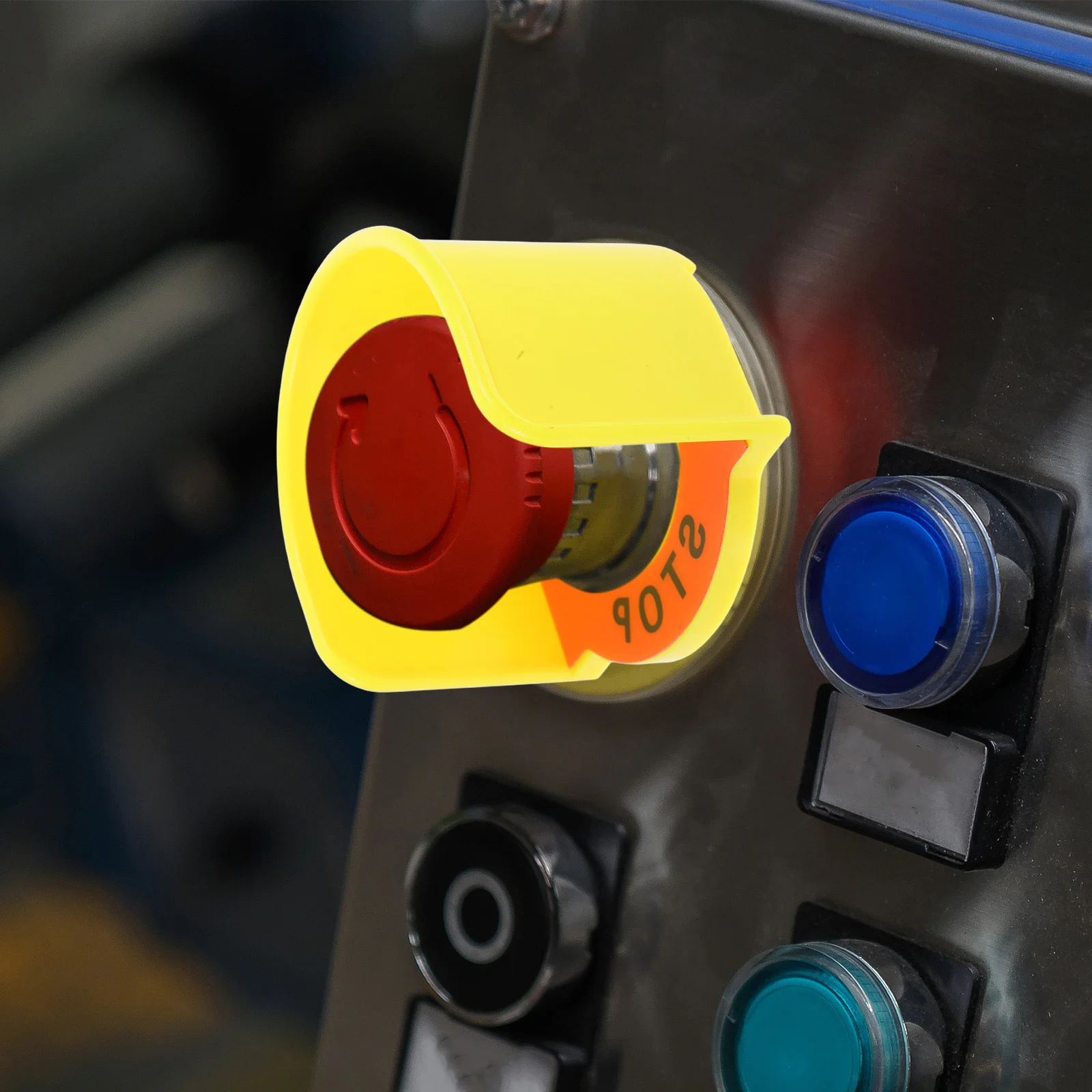 

Yellow Emergency Stop Button Cover Protective Switch Guard Warning Sign For Industrial Equipment Safety Push To Start Button