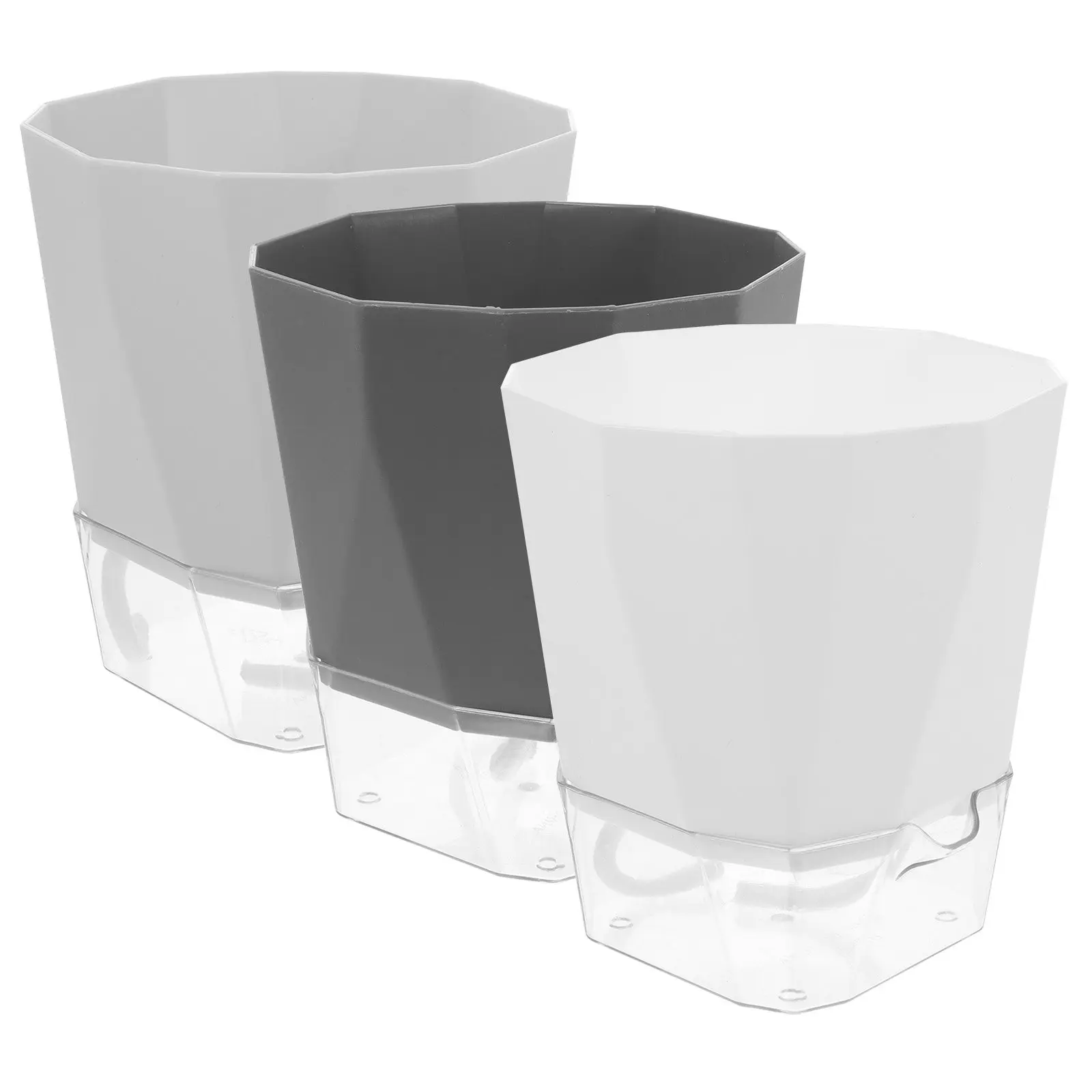 3Set Self Water-Absorbing Flower Pots Automatic Watering Planter with Bottom Water Conduction Rope Air Flow Holes Sturdy