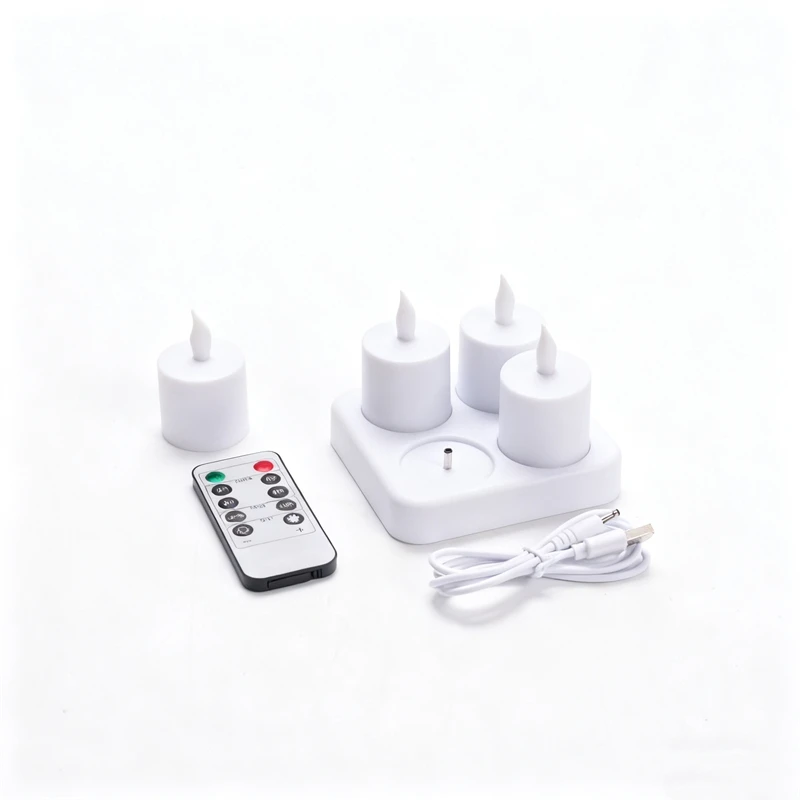 4/6/12 قطعة LED عديمة اللهب الشاي ضوء الشموع USB بطارية قابلة للشحن تعمل الشموع وهمية لحفل الزفاف عيد الحب ديكور المنزل الطرف