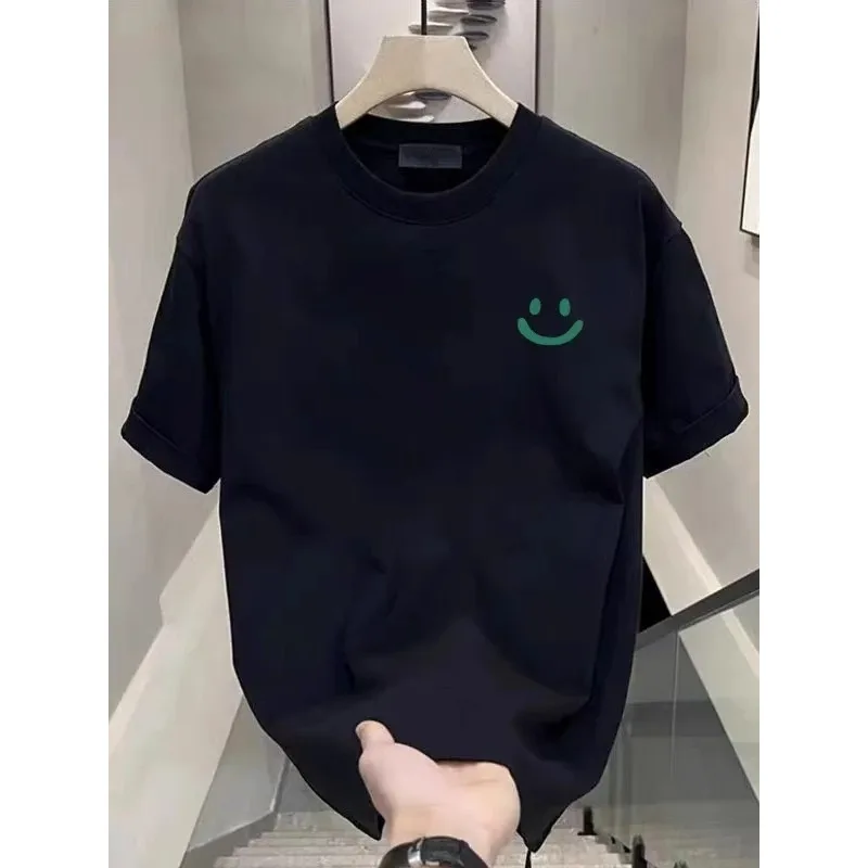 

Smiling Face Tee, Men's Summer Fashion Crew Neck Loose Short Sleeve Casual Shirt
