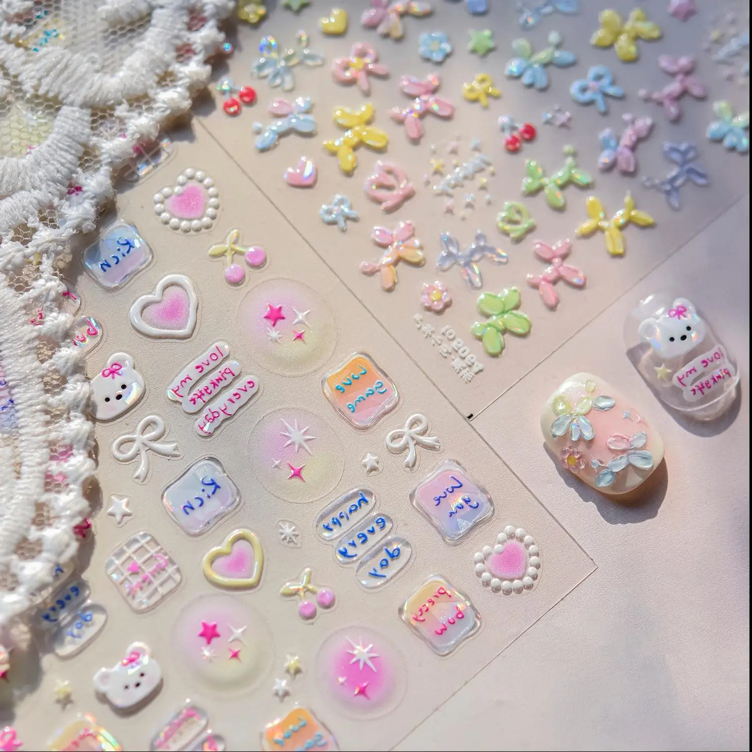 

1PCS 5D Sweet Dessert Style Dessert Animal Nail Stickers Cute Snack Style Nail Art Decor Dessert Lovers Kawaii Fans Stickers