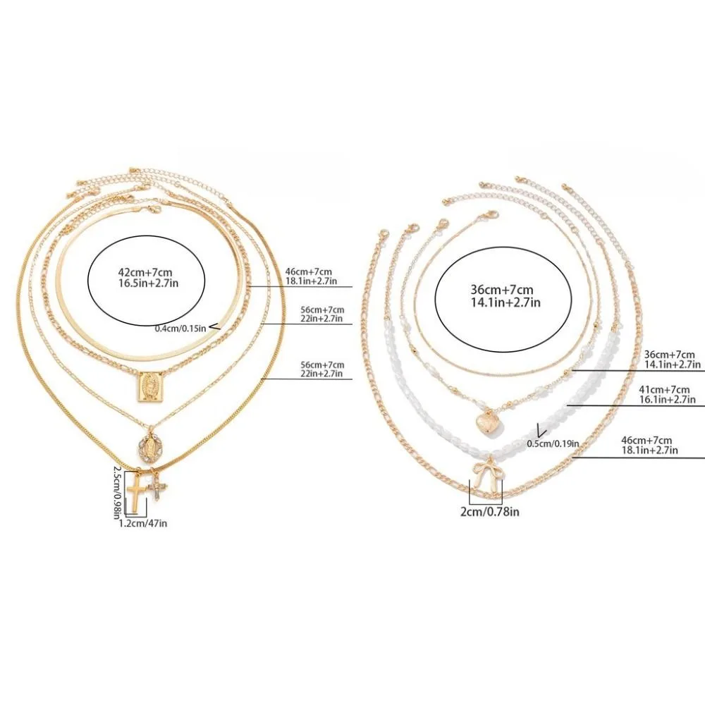فريدة من نوعها الحب Bowknot مطرز قلادة الشرير كريستال متعدد الطبقات قلادة قلادة الرقبة مجوهرات قابل للتعديل Y2K قلادة معدنية يوميا